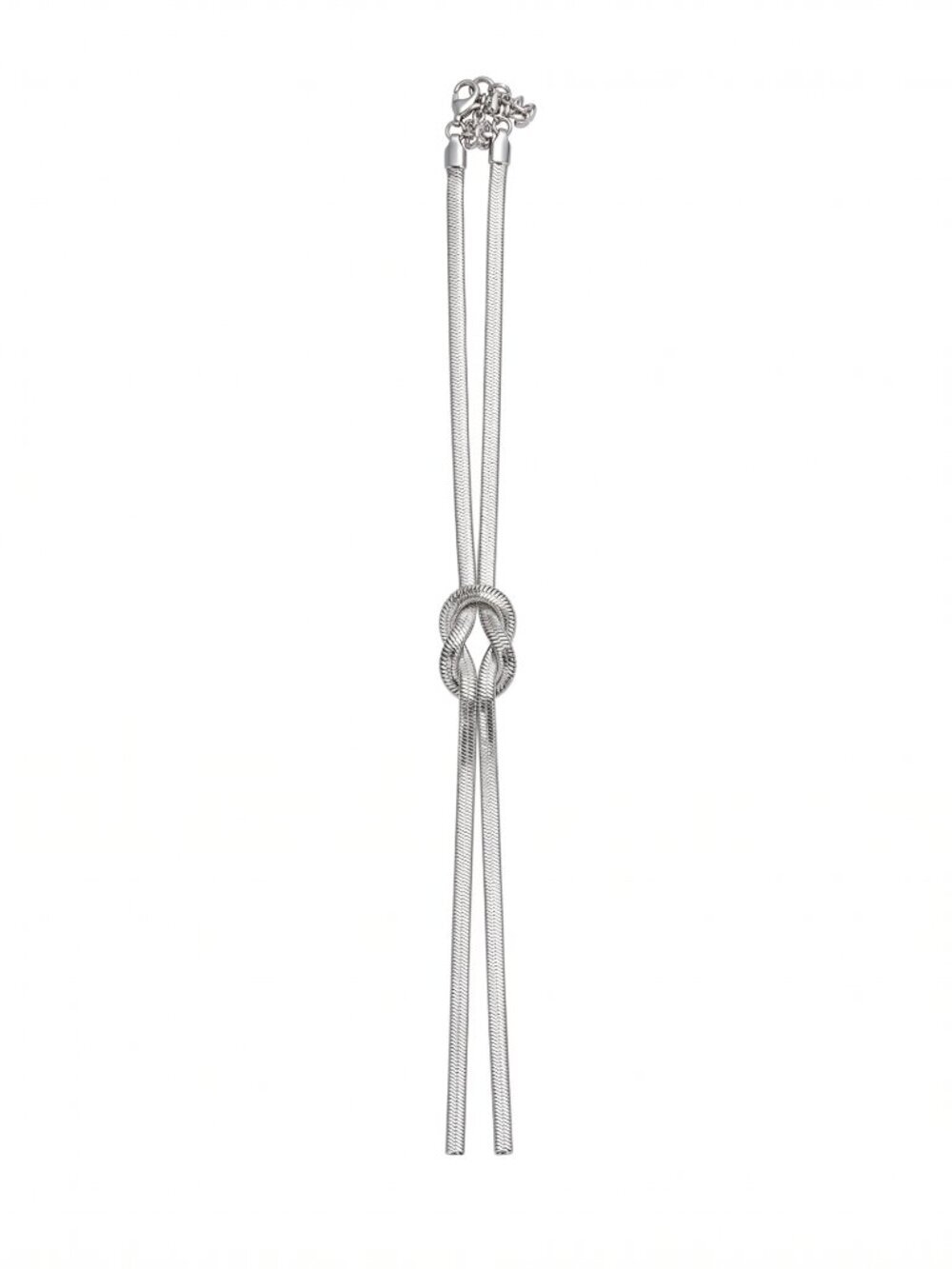 3/$20 NIP | Silver Polished Knotted Lariat Snake Chain Necklace